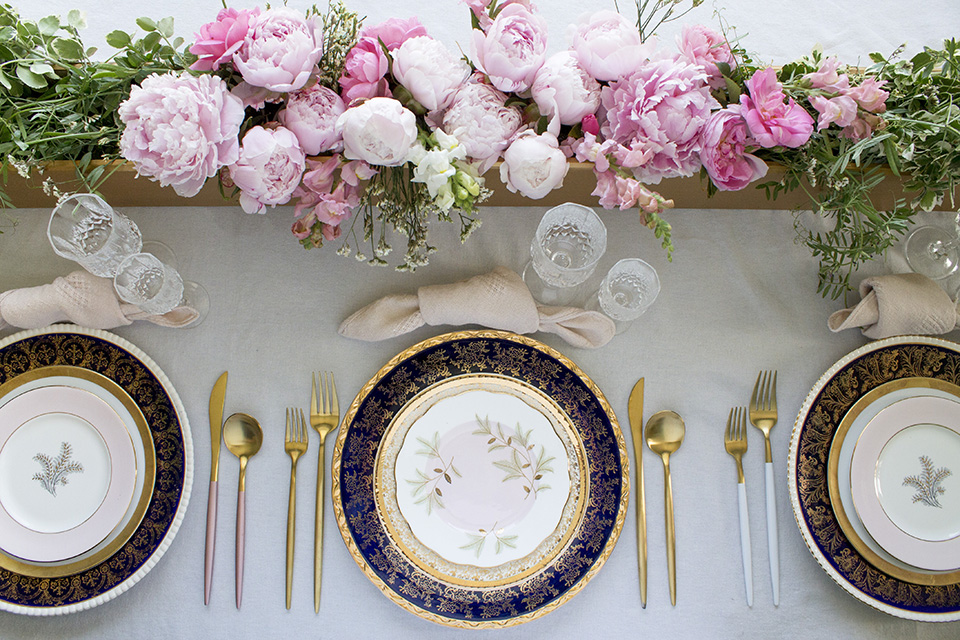 Cobalt and Pink Tablescape